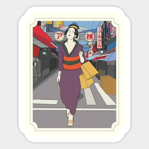Ameyoko Geisha Sticker by The Graphicallist